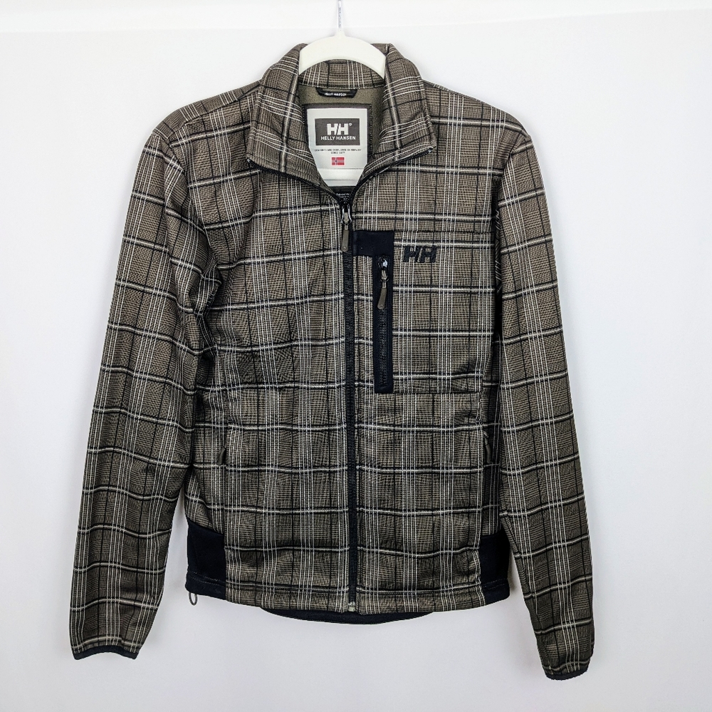 Helly Hansen HH Plaid Checkered Full Zip Up Fleece Lined Jacket Mock Neck‎ sz.S
